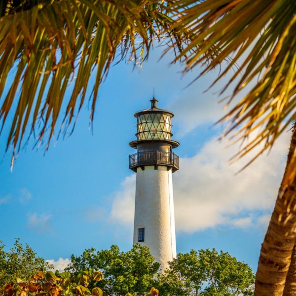 Cape Florida Lighthouse and Lantern in Bill Baggs State Park in Key Biscayne Florida