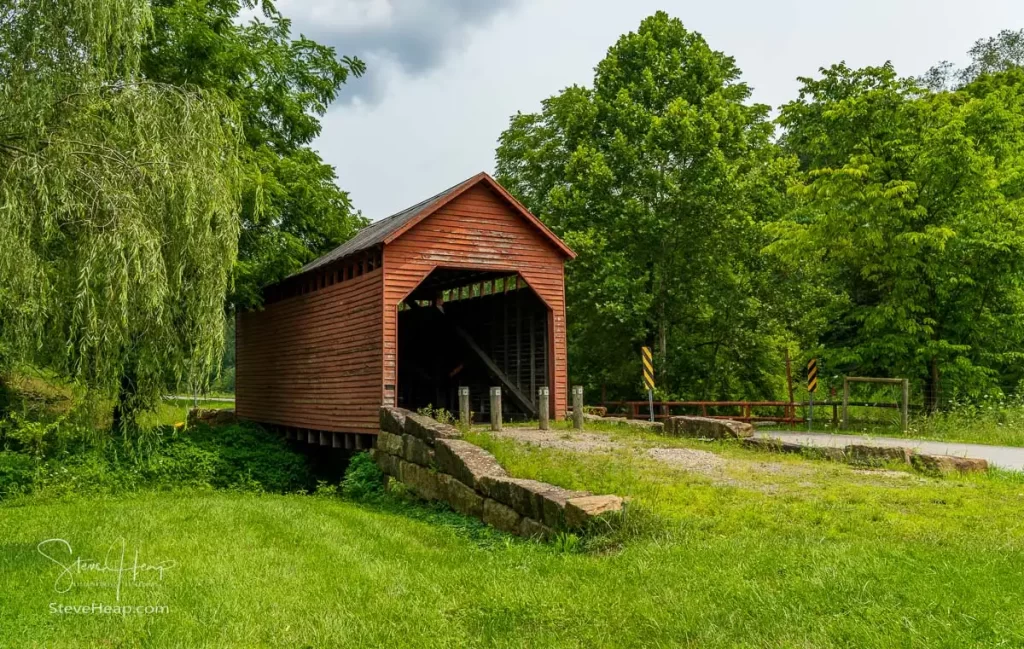 Dents Run Covered Bridge is a historic covered bridge located near Laurel Point Monongalia County West Virginia. Kingpost truss construction in 1889