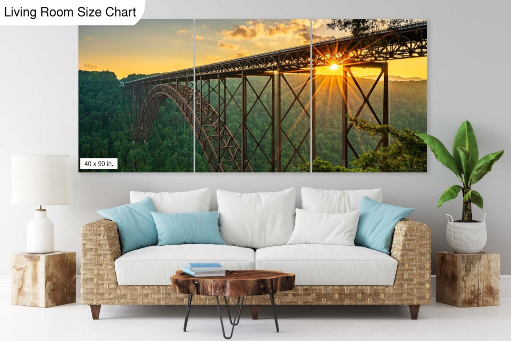 40 inches by 90 inches image of the New River Gorge Bridge at sunset