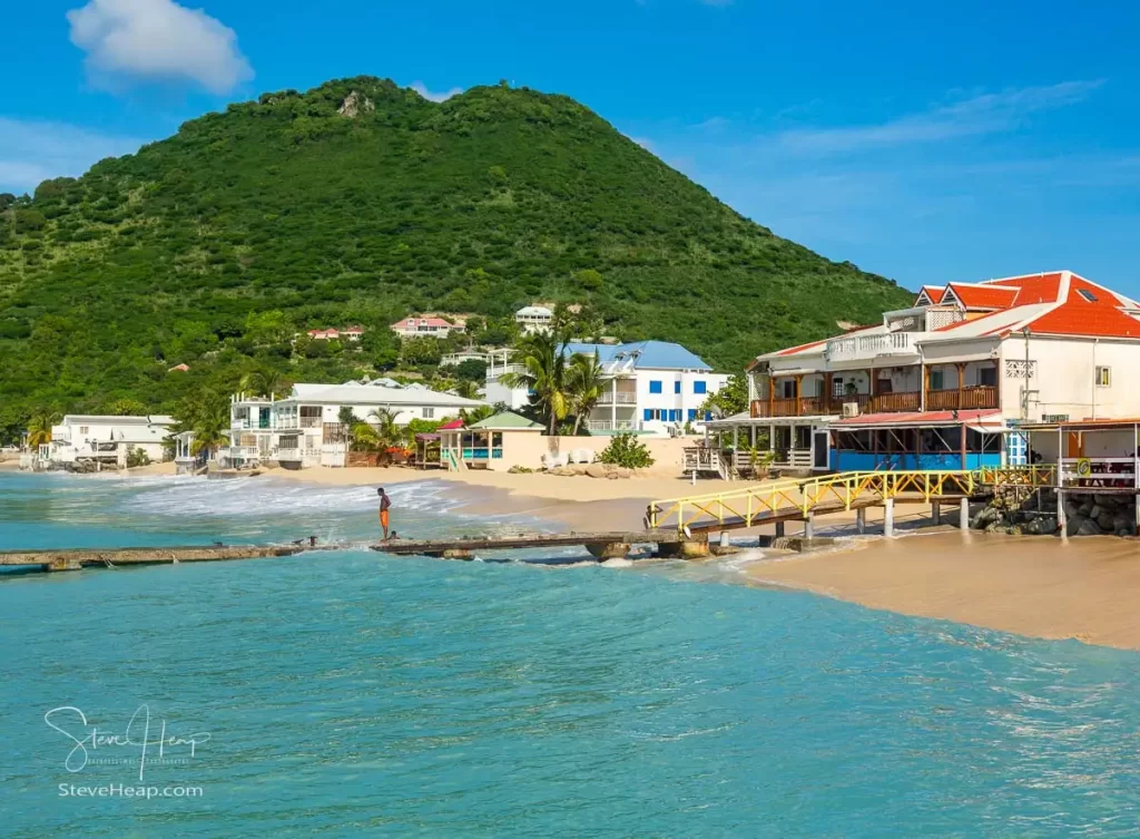 The beach at Grand Case on the Caribbean island of St Martin