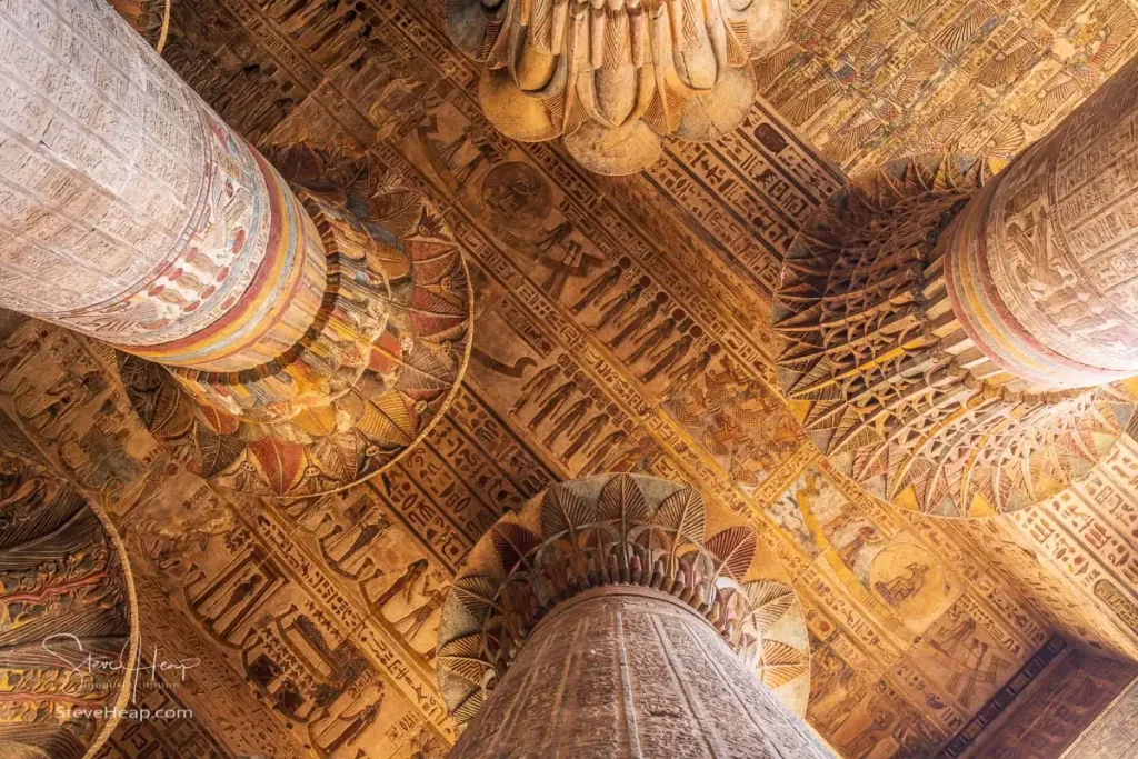 Roof and ceiling details inside the Temple of Esna, recently cleaned and renovated