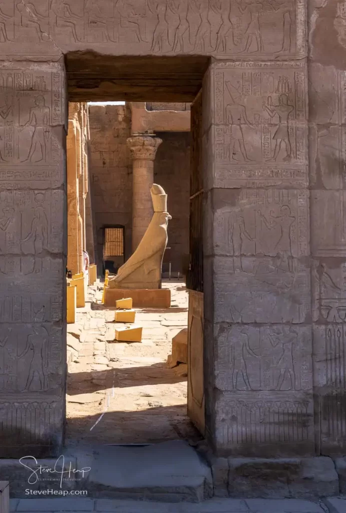 Detail of one of the statues in the Temple of Edfu in Egypt