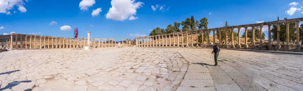 The Oval Plaza in the Roman City of Jerash in Jordan