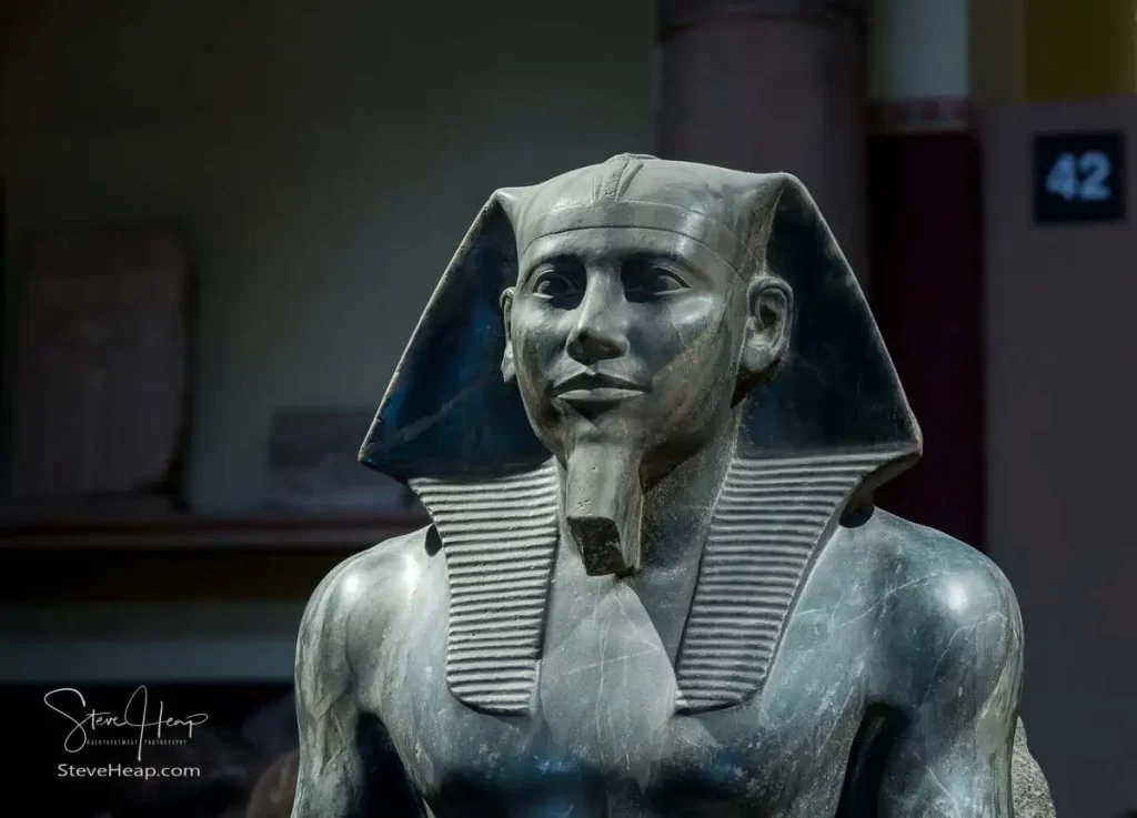 Head of Khafre Enthroned statue in the Cairo Museum