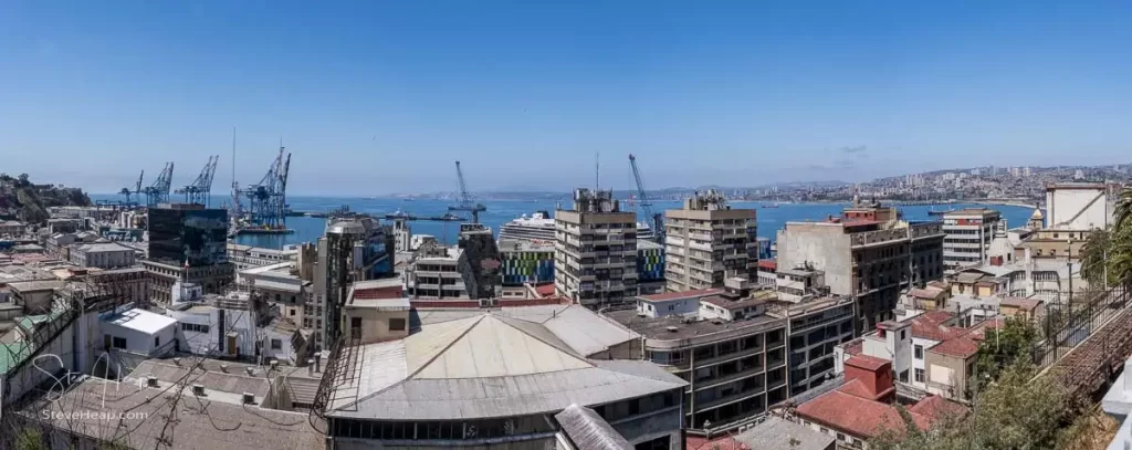 Valparaiso, Chile seen from the top of one of the historic elevators up the hillside