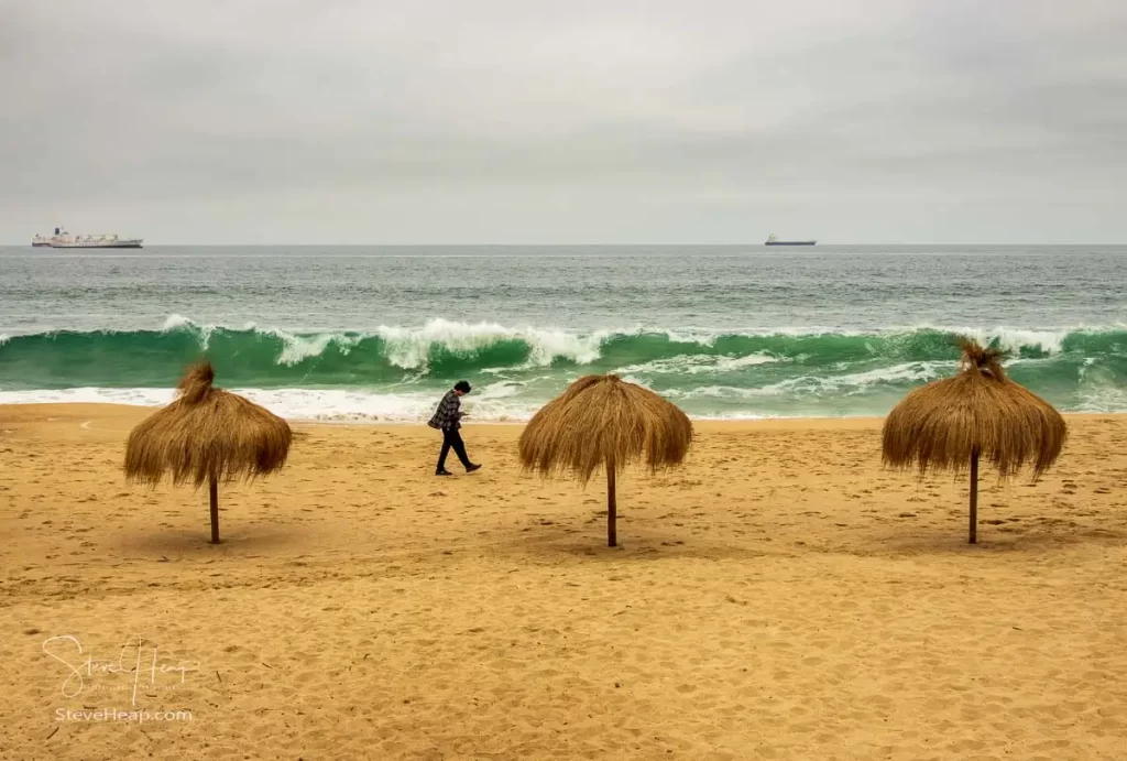 The beaches of Vina del Mar near Valparaiso, Chile on a stormy day