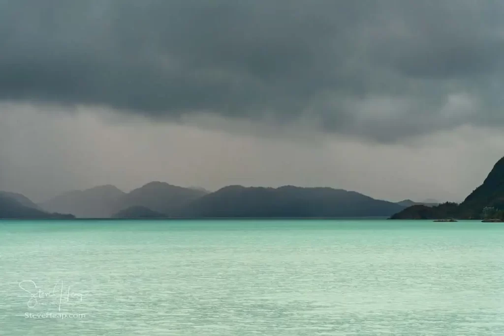 Milky water in the ocean from the suspended solids in the sea from the melting ice in the glacier