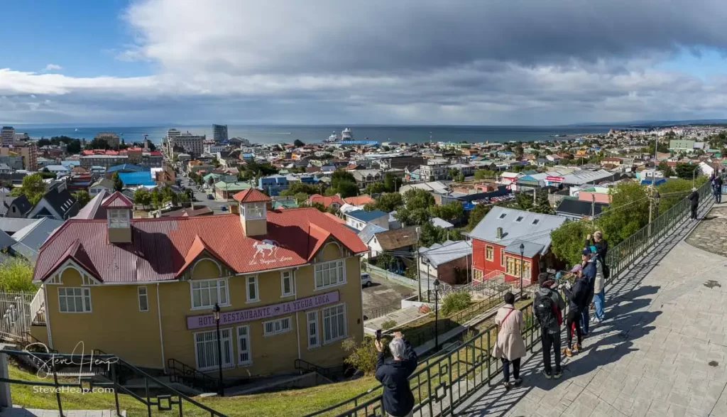 Panoramic view of Punta Arenas and the Viking Jupiter in port