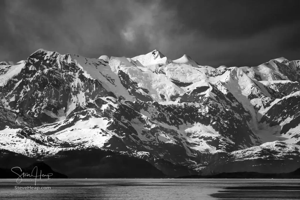 Snowcapped Alaskan mountains as the ship was leaving Valdez to sail south. Wall murals available here