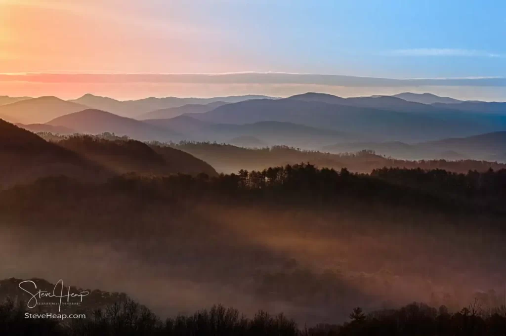 Sunrise over the Great Smoky Mountains National Park. Wall Mural available here